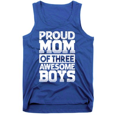 Proud Mom Of Three Awesome Gift Funny Mother's Day Cute Gift Tank Top