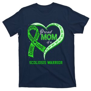 Proud Mom Of A Scoliosis Warrior Ribbon Heart T-Shirt