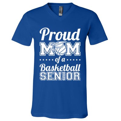Proud Mom Of A Basketball Senior 2025 Gift V-Neck T-Shirt