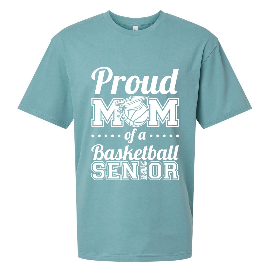 Proud Mom Of A Basketball Senior 2025 Gift Sueded Cloud Jersey T-Shirt