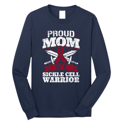 Proud Mom Of A Sickle Cell Warrior SCD Awareness Ribbon Long Sleeve Shirt