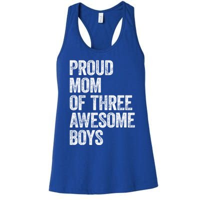 Proud Mom Of Three Awesome Tee Mother Funny Gift Mama Mommy Gift Women's Racerback Tank