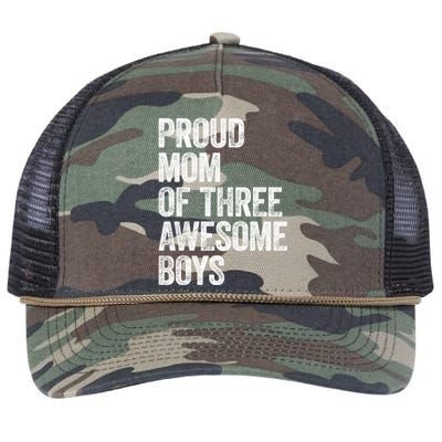 Proud Mom Of Three Awesome Tee Mother Funny Gift Mama Mommy Gift Retro Rope Trucker Hat Cap