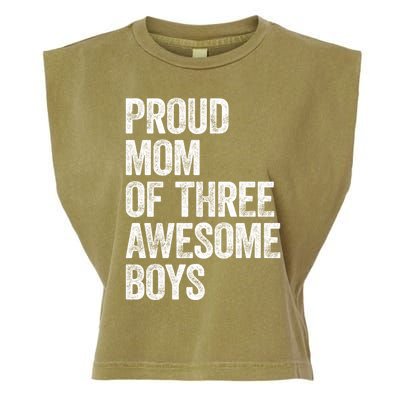 Proud Mom Of Three Awesome Tee Mother Funny Gift Mama Mommy Gift Garment-Dyed Women's Muscle Tee