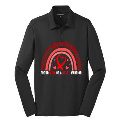 Proud Mom Of A Heart Warrior Chd Awareness Cool Gift Silk Touch Performance Long Sleeve Polo