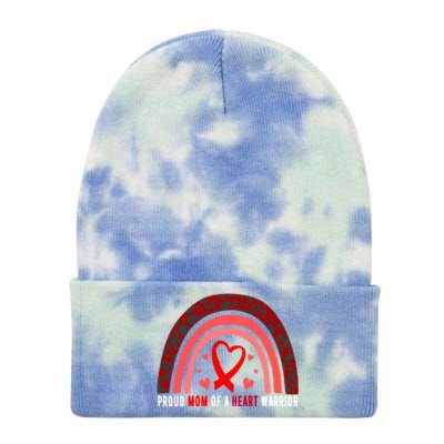 Proud Mom Of A Heart Warrior Chd Awareness Cool Gift Tie Dye 12in Knit Beanie