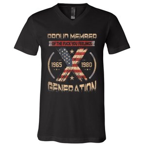 Proud Member Of The Fuck Your Feelings Gen X Usa V-Neck T-Shirt