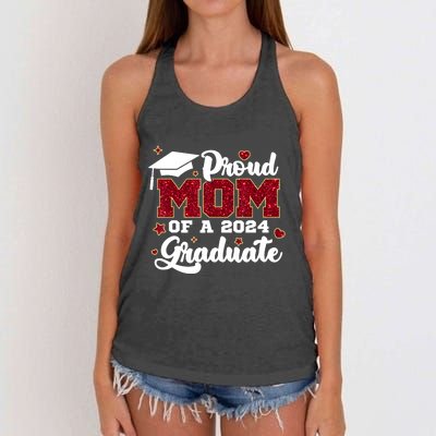 Proud Mom Of A Class Of 2024 Graduate Senior Graduation Gift Women's Knotted Racerback Tank