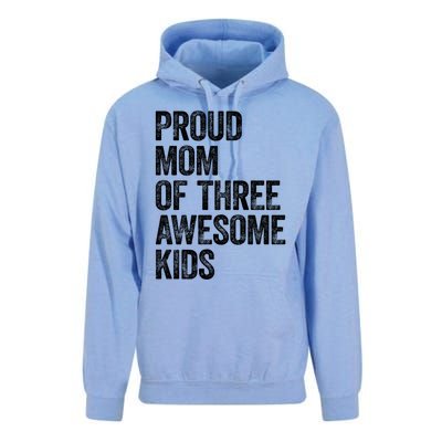 Proud Mom Of Three Awesome Tee Mother Funny Gift Mama Mommy Gift Unisex Surf Hoodie