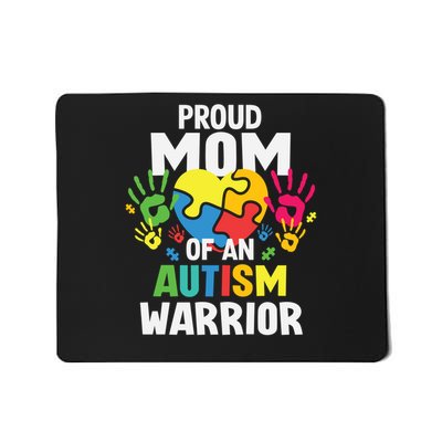 proud mom of an autism warrior autistic son daughter ribbon gift Mousepad