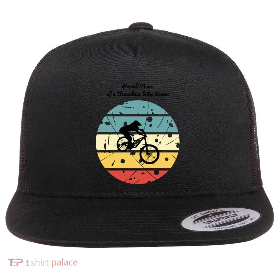 Proud Mom Of A Mountain Bike Racer Cool Gift Flatbill Hat