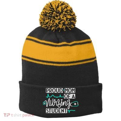 Proud Mom Of A Nursing Student Future RN Daughter Nurses Mom Stripe Pom Pom Beanie
