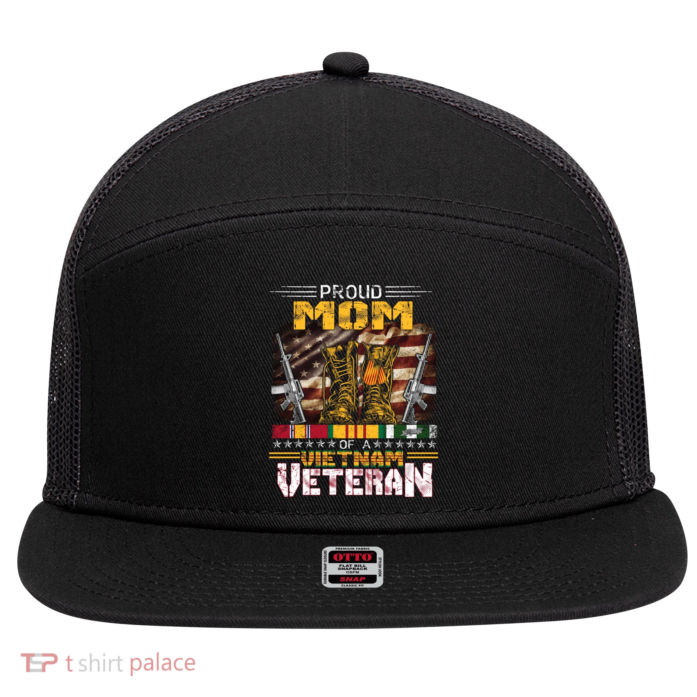 Proud Mom Of A Vietnam Veteran Gift Vietnam War Vet Gift 7 Panel Mesh Trucker Snapback Hat