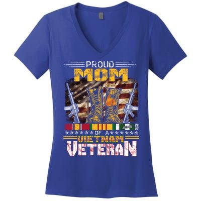 Proud Mom Of A Vietnam Veteran Gift Vietnam War Vet Gift Women's V-Neck T-Shirt