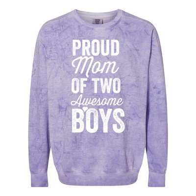 Proud Mom Of Two Awesome Great Gift Colorblast Crewneck Sweatshirt