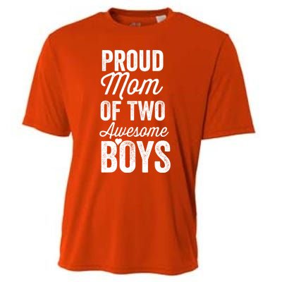 Proud Mom Of Two Awesome Great Gift Cooling Performance Crew T-Shirt