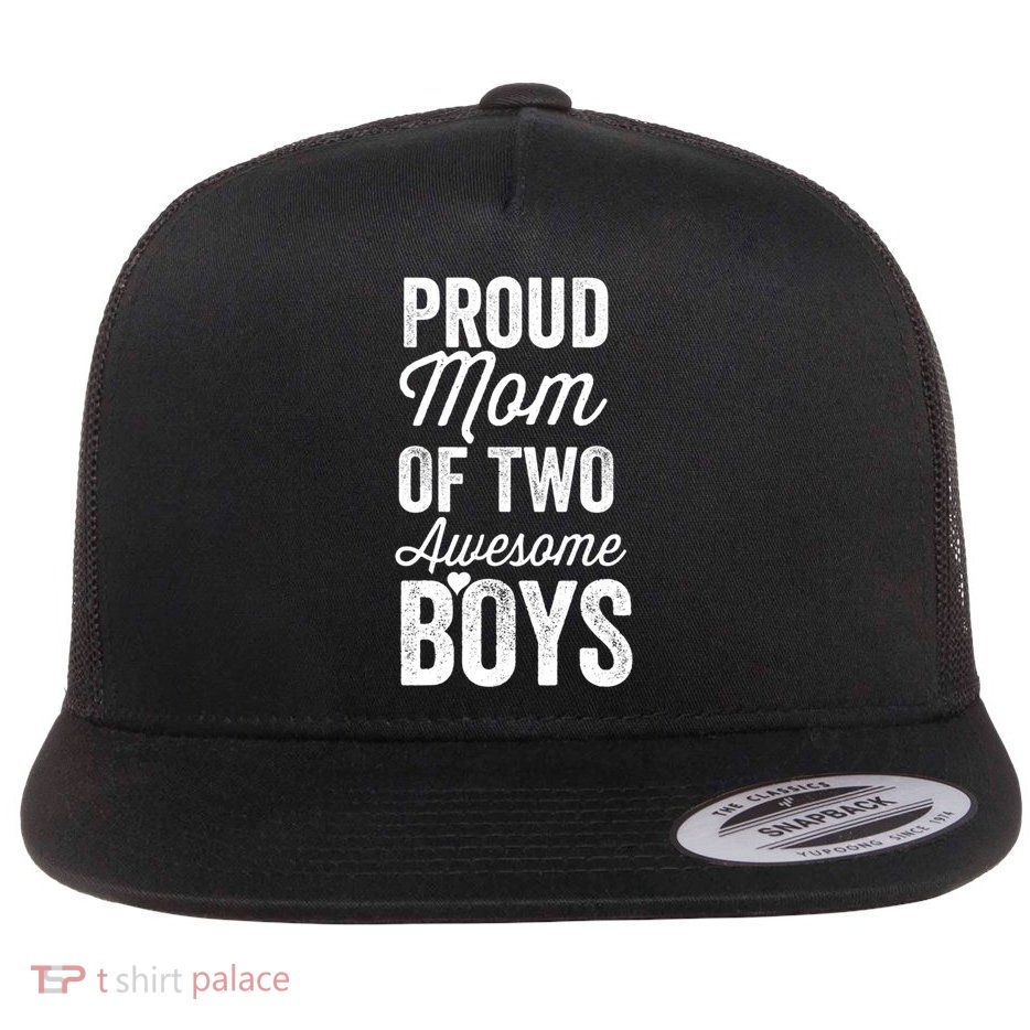 Proud Mom Of Two Awesome Great Gift Flatbill Hat