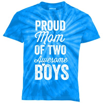 Proud Mom Of Two Awesome Great Gift Kids Tie-Dye T-Shirt