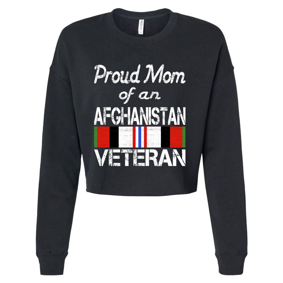 Proud Mom Of An Afghanistan Veteran Gift Cropped Pullover Crew