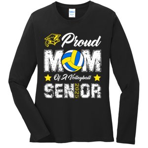 Proud Mom Of A Volleyball Senior Class Of 2025 Graduation Ladies Long Sleeve Shirt