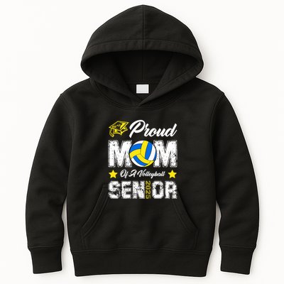 Proud Mom Of A Volleyball Senior Class Of 2025 Graduation Kids Hoodie