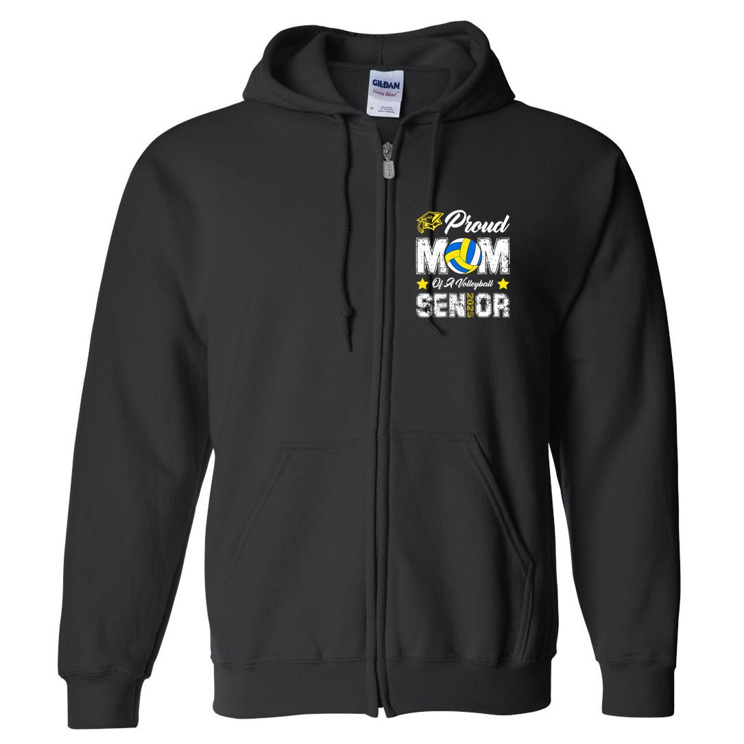 Proud Mom Of A Volleyball Senior Class Of 2025 Graduation Full Zip Hoodie