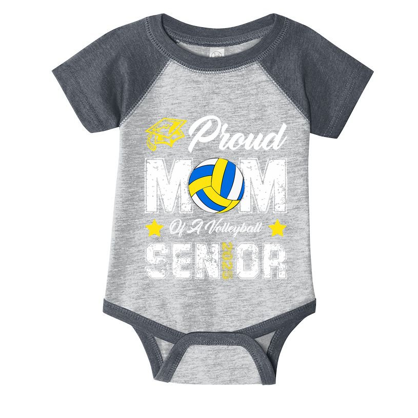 Proud Mom Of A Volleyball Senior Class Of 2025 Graduation Infant Baby Jersey Bodysuit