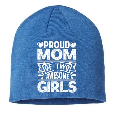 Proud Mom Of Two Awesome Great Gift Funny Mother's Day Cool Gift Sustainable Beanie