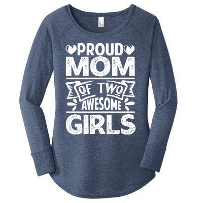 Proud Mom Of Two Awesome Great Gift Funny Mother's Day Cool Gift Women's Perfect Tri Tunic Long Sleeve Shirt