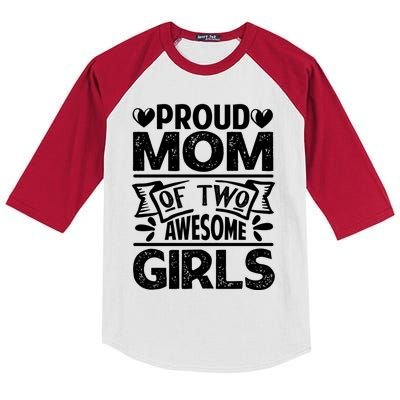 Proud Mom Of Two Awesome Great Gift Funny Mother's Day Cool Gift Kids Colorblock Raglan Jersey