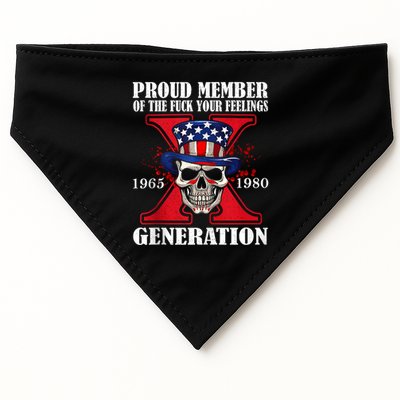 Proud Member Of The Fuck Your Feelings Generation X Skull USA-Made Doggie Bandana