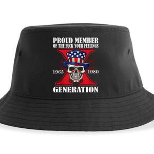 Proud Member Of The Fuck Your Feelings Generation X Skull Sustainable Bucket Hat