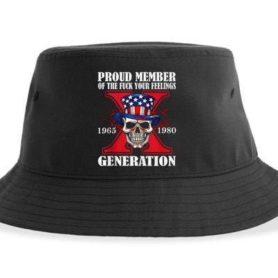 Proud Member Of The Fuck Your Feelings Generation X Skull Sustainable Bucket Hat