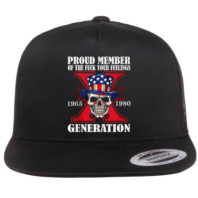 Proud Member Of The Fuck Your Feelings Generation X Skull Flatbill Hat