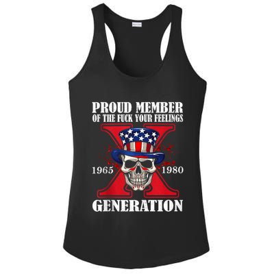 Proud Member Of The Fuck Your Feelings Generation X Skull Ladies PosiCharge Competitor Racerback Tank