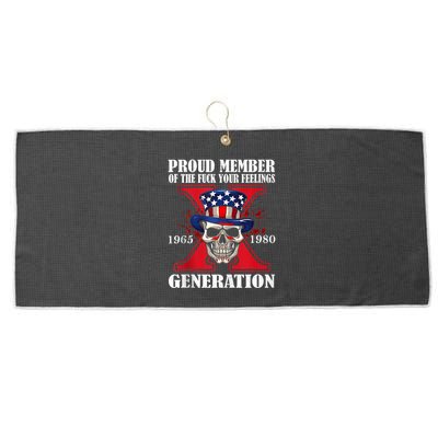 Proud Member Of The Fuck Your Feelings Generation X Skull Large Microfiber Waffle Golf Towel