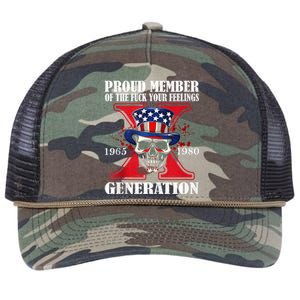 Proud Member Of The Fuck Your Feelings Generation X Skull Retro Rope Trucker Hat Cap