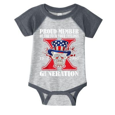 Proud Member Of The Fuck Your Feelings Generation X Skull Infant Baby Jersey Bodysuit