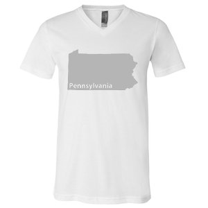 Pennsylvania Map Outline State Home Pride Native Love Cute V-Neck T-Shirt