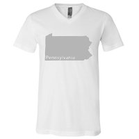 Pennsylvania Map Outline State Home Pride Native Love Cute V-Neck T-Shirt