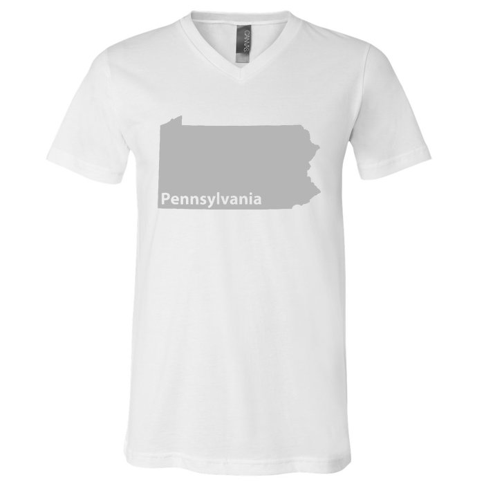 Pennsylvania Map Outline State Home Pride Native Love Cute V-Neck T-Shirt