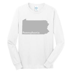 Pennsylvania Map Outline State Home Pride Native Love Cute Tall Long Sleeve T-Shirt