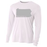 Pennsylvania Map Outline State Home Pride Native Love Cute Cooling Performance Long Sleeve Crew