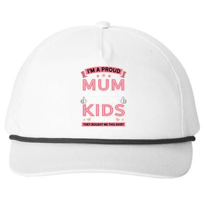 Proud Mum Of 3 Wonderful Awesome Mom Gift Funny Gift Snapback Five-Panel Rope Hat