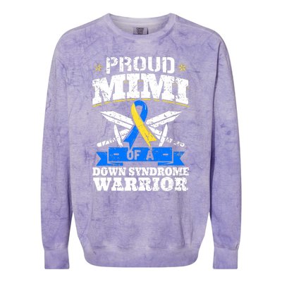 Proud Mimi Of A Down Syndrome Warrior Trisomy 21 Grandma Colorblast Crewneck Sweatshirt