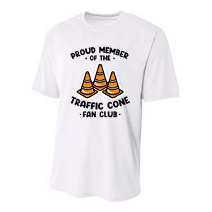 Proud Member Of The Traffic Cone Fan Club Highway Cones Youth Performance Sprint T-Shirt