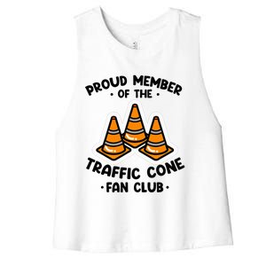 Proud Member Of The Traffic Cone Fan Club Highway Cones Women's Racerback Cropped Tank