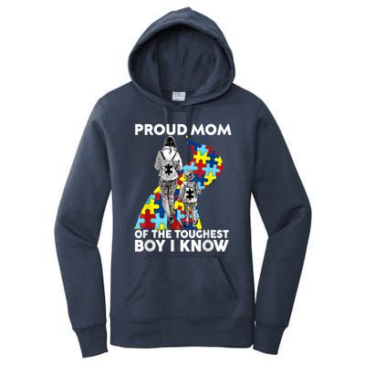 Proud Mom Of The Toughest I Know Autism Awareness Funny Gift Women's Pullover Hoodie