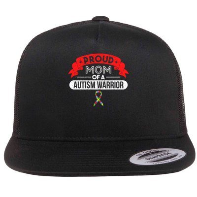 proud mom of a autism warrior autism gift Flat Bill Trucker Hat