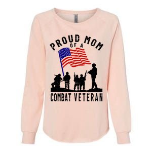 Proud Mom Of A Combat Veteran Retro Us Flag Military Family Gift Womens California Wash Sweatshirt